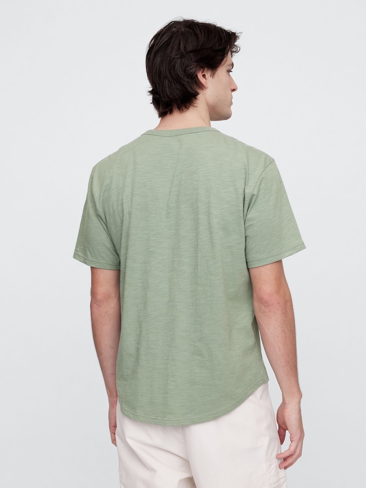 Gap Green Short Sleeve Henley T-Shirt - Image 2 of 5 Gap Green Short Sleeve Henley T-Shirt - Image 2 of 5