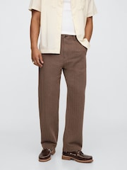 Gap Brown Linen-Cotton 90s Loose Pleated Chinos - Image 1 of 5