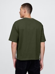 Gap Khaki Green Oversized Athletic Logo T-Shirt - Image 2 of 5