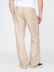 Gap Beige Linen-Cotton 90s Loose Herringbone Trousers - Image 2 of 5