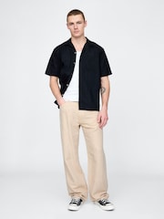 Gap Beige Linen-Cotton 90s Loose Herringbone Trousers - Image 5 of 5