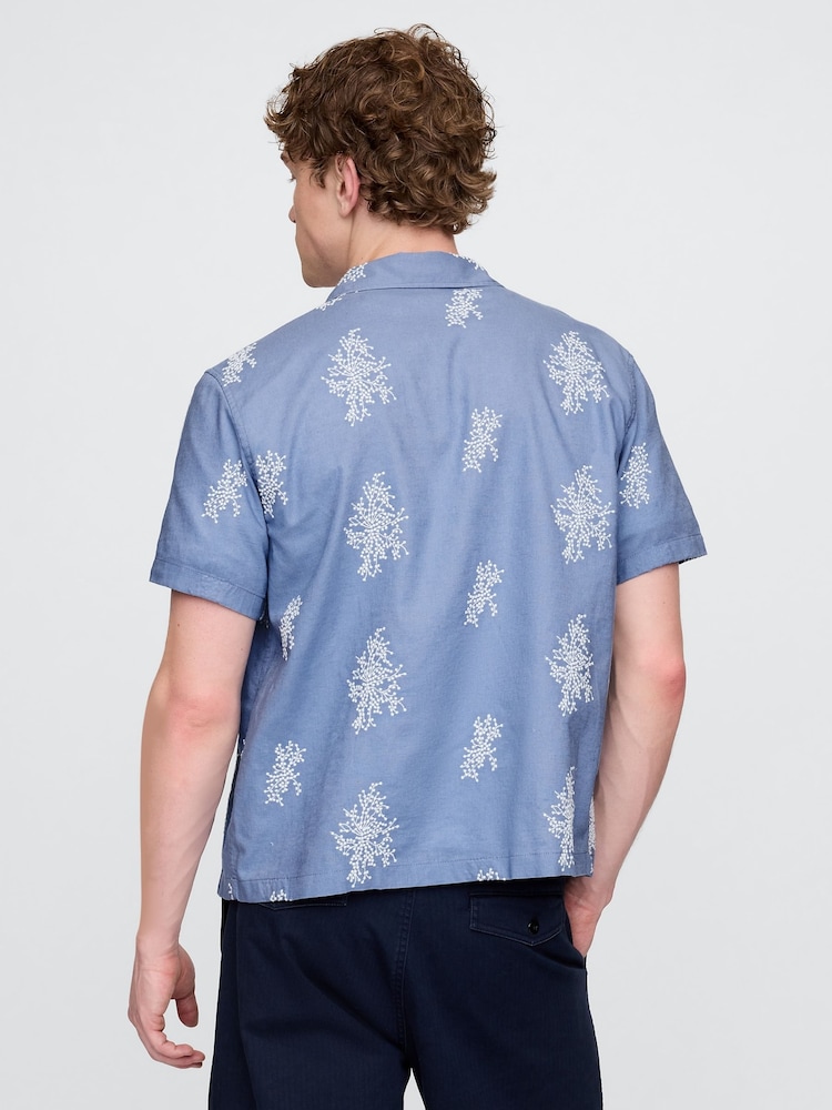 Gap Blue Linen-Cotton Short Sleeve Shirt - Image 2 of 5