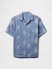 Gap Blue Linen-Cotton Short Sleeve Shirt - Image 4 of 5