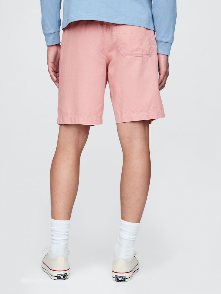 Розовый - Шорты чинос из смеси хлопка и льна Gap 9"" - Изображение 2 из 5