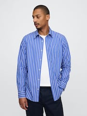 Gap Blue Stripe Organic Cotton Poplin Classic Shirt - Image 1 of 5