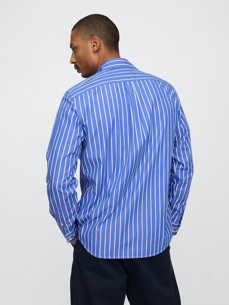 Gap Blue Stripe Organic Cotton Poplin Classic Shirt - Image 2 of 5