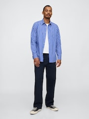 Gap Blue Stripe Organic Cotton Poplin Classic Shirt - Image 3 of 5