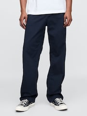 Gap Navy Blue 90s Loose Herringbone Chino Trousers - Image 1 of 5