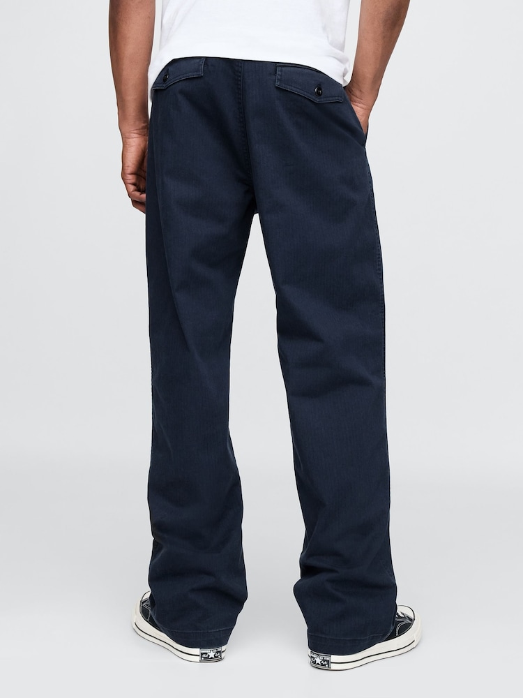 Gap Navy Blue 90s Loose Herringbone Chino Trousers - Image 2 of 5