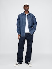 Gap Navy Blue 90s Loose Herringbone Chino Trousers - Image 4 of 5