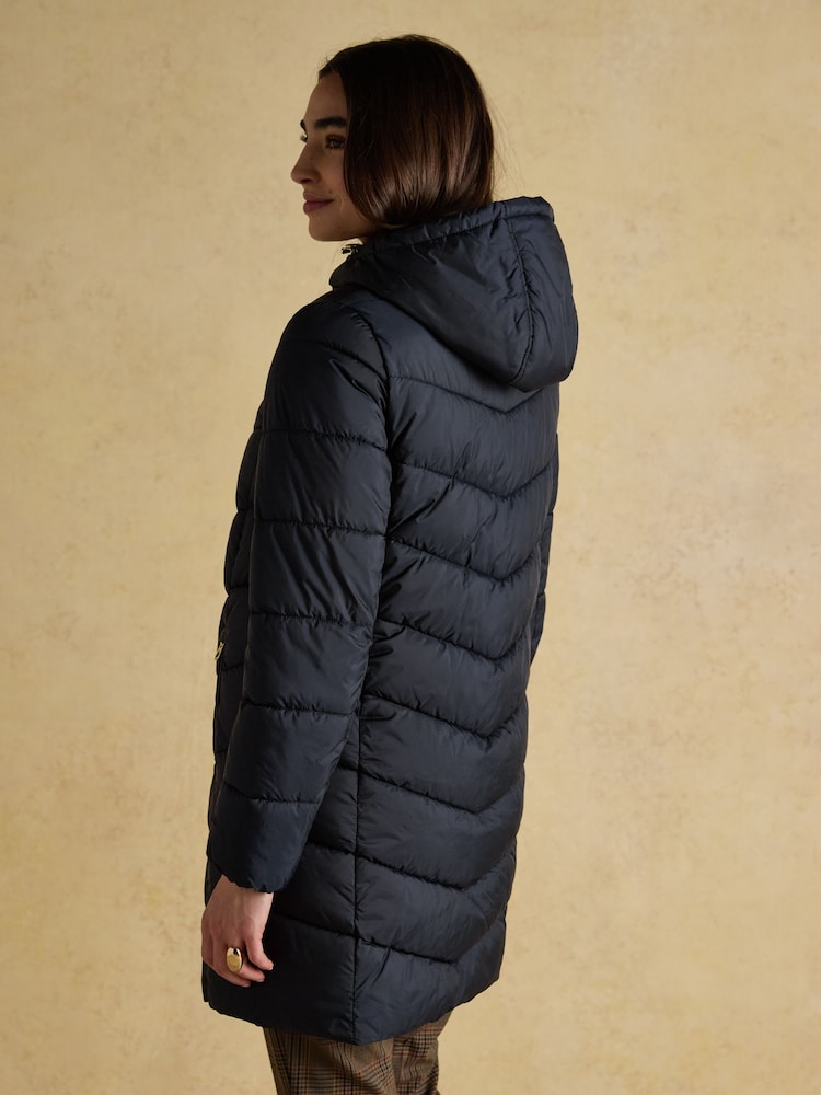 Moorsdale Navy Mid Length Showerproof Padded Coat - Image 2 of 11