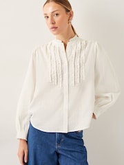 Monsoon Natural Chiara Frill 100% Cotton Blouse - Image 1 of 4
