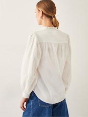 Monsoon Natural Chiara Frill 100% Cotton Blouse - Image 3 of 4
