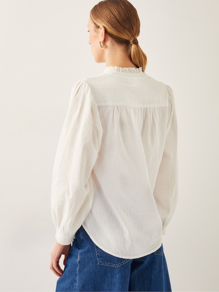 Monsoon Natural Chiara Frill 100% Cotton Blouse - Image 3 of 4