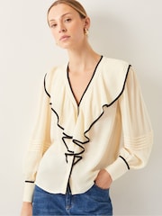 Monsoon Natural Lennox V-Neck Ruffle Blouse - Image 1 of 4