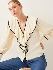 Monsoon Natural Lennox V-Neck Ruffle Blouse - Image 4 of 4