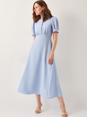 Monsoon Blue Ruth Scallop Trim Midi Dress - Image 1 of 6
