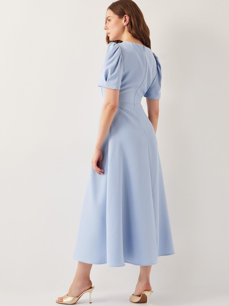 Monsoon Blue Ruth Scallop Trim Midi Dress - Image 2 of 6