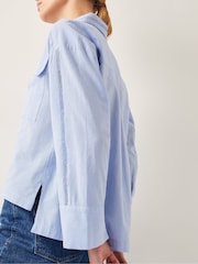 Monsoon Blue Lilah 100% Cotton Cropped Utility Shirt - Image 4 of 4