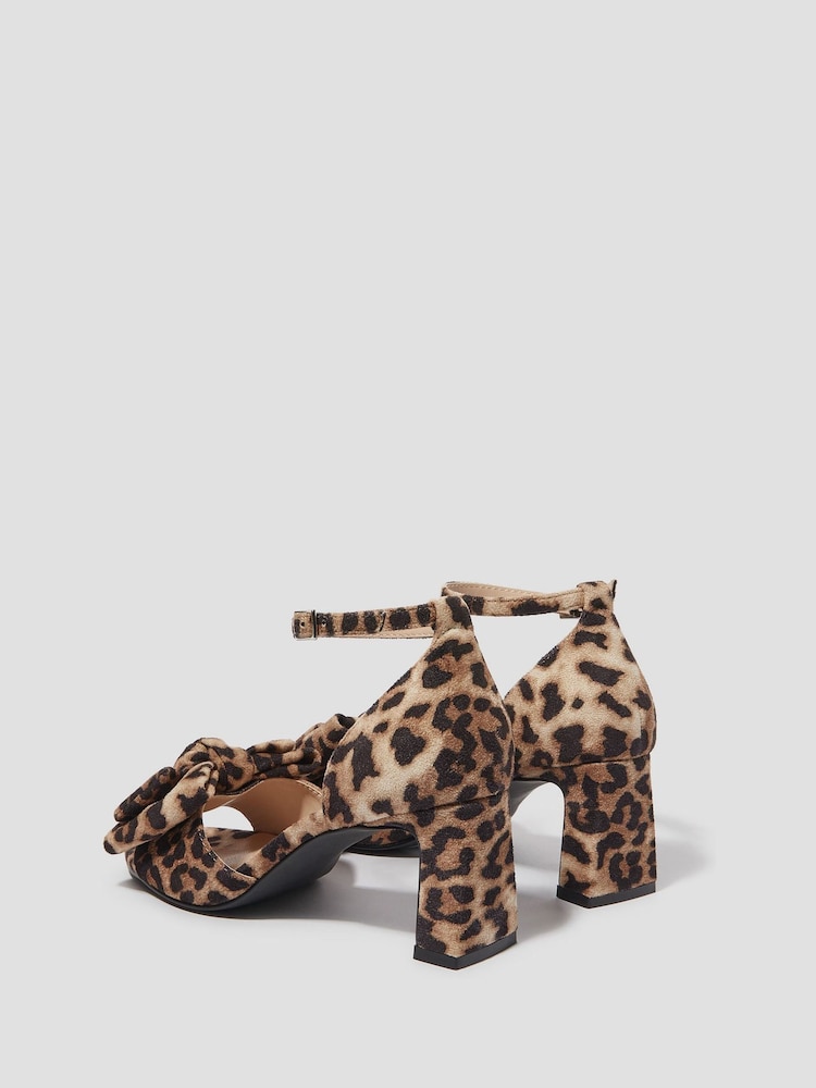 Monsoon Brown Abril Leopard Print Bow Heels - Image 2 of 3
