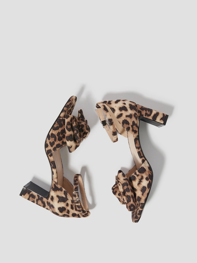 Monsoon Brown Abril Leopard Print Bow Heels - Image 3 of 3