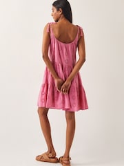 Monsoon Pink Maud Broderie 100% Cotton Dress - Image 3 of 4