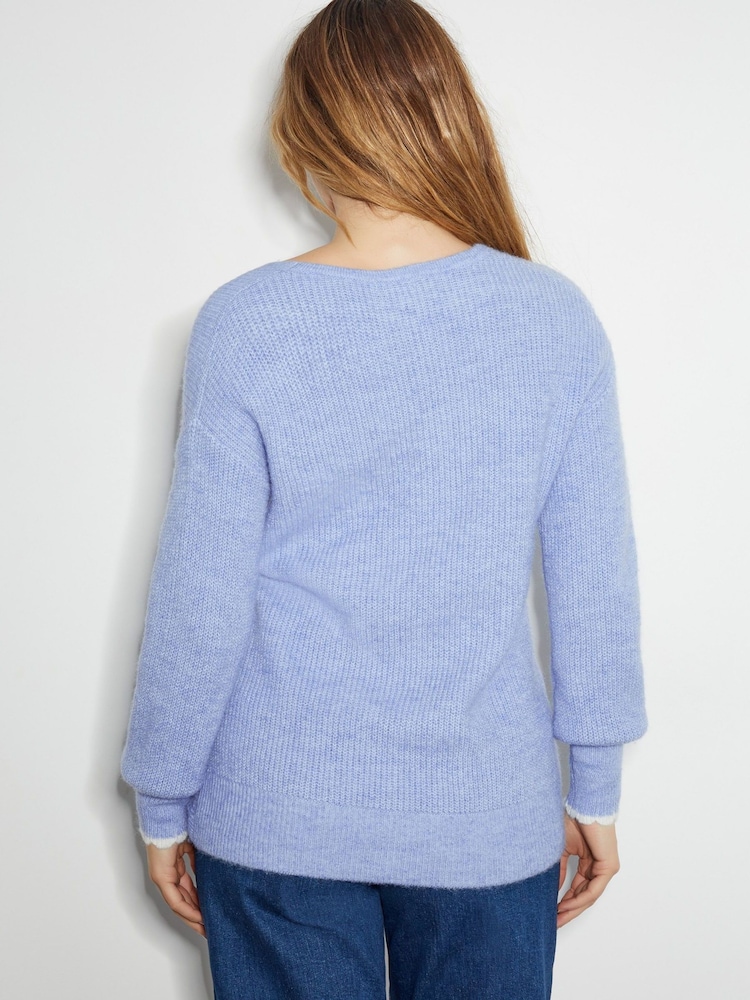 Monsoon Blue Raylee Wrap Ribbed Jumper - Image 2 of 5