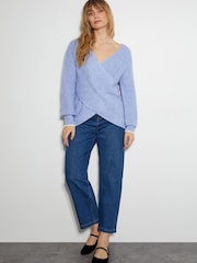 Monsoon Blue Raylee Wrap Ribbed Jumper - Image 3 of 5