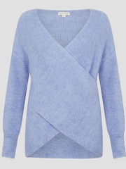 Monsoon Blue Raylee Wrap Ribbed Jumper - Image 5 of 5