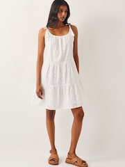 Monsoon White Maud Broderie 100% Cotton Dress - Image 1 of 4