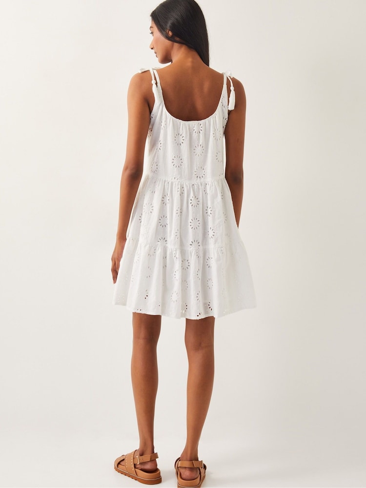 Monsoon White Maud Broderie 100% Cotton Dress - Image 2 of 4