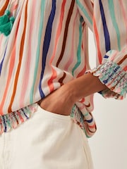Monsoon White Sally Stripe Long Sleeve Top - Image 2 of 4