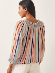Monsoon White Sally Stripe Long Sleeve Top - Image 3 of 4