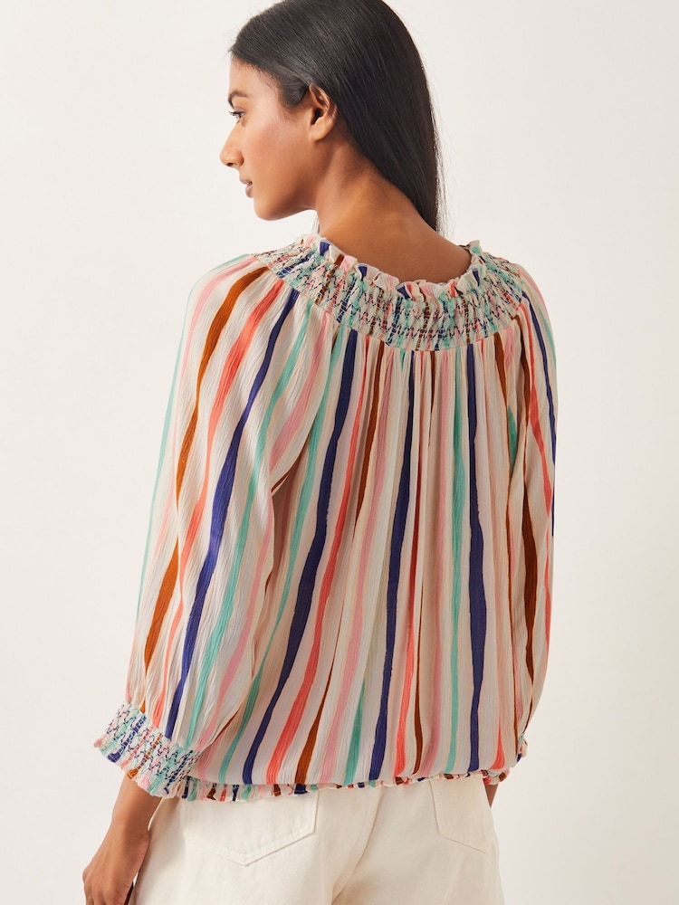 Monsoon White Sally Stripe Long Sleeve Top - Image 3 of 4