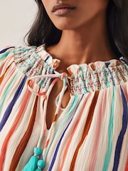 Monsoon White Sally Stripe Long Sleeve Top - Image 4 of 4