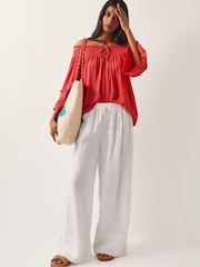 Monsoon Pink Ava Off The Shoulder Smock Top - Image 2 of 4