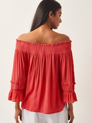 Monsoon Pink Ava Off The Shoulder Smock Top - Image 3 of 4