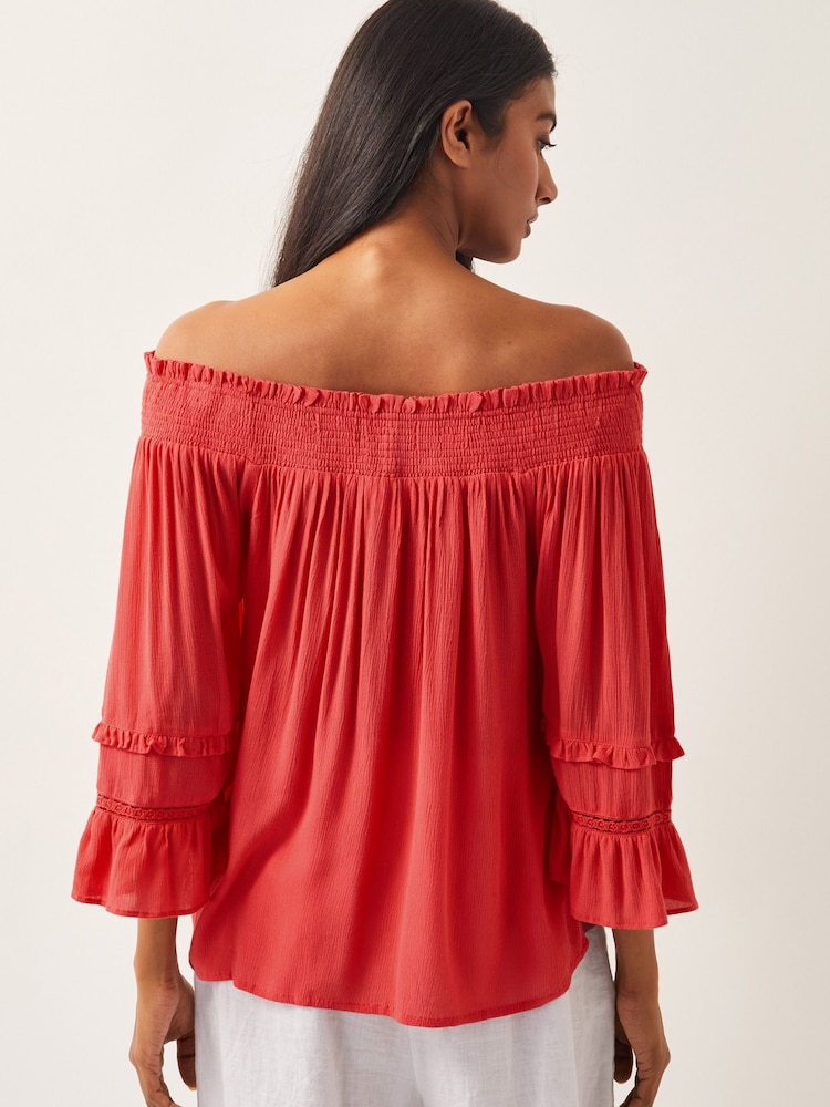 Monsoon Pink Ava Off The Shoulder Smock Top - Image 3 of 4