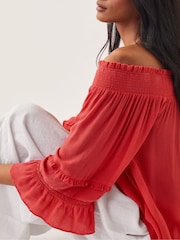 Monsoon Pink Ava Off The Shoulder Smock Top - Image 4 of 4