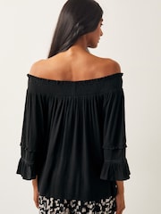 Monsoon Black Ava Off The Shoulder Smock Top - Image 2 of 4