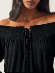 Monsoon Black Ava Off The Shoulder Smock Top - Image 4 of 4