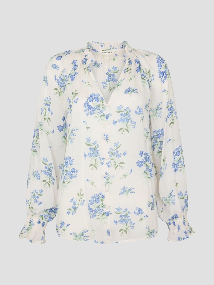 Monsoon Natural Sarah Sheer Floral Blouse - Image 5 of 5