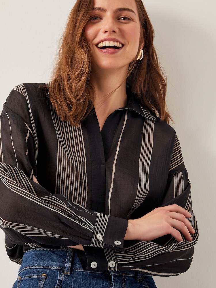 Monsoon Black Andi Stripe Blouse - Image 1 of 6 Monsoon Black Andi Stripe Blouse - Image 1 of 6