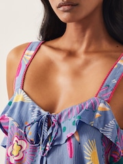 Monsoon Blue Monika Frill Floral Print Cami Top - Image 4 of 4