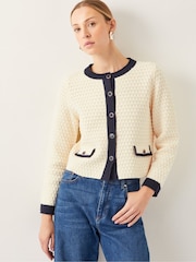 Monsoon Natural Nancy Smart Waffle Knit Cardigan - Image 1 of 4