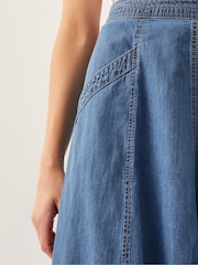 Azul - Monsoon Harper Seamed Denim 100% Cotton Midi Skirt - Imagen 4 de 5