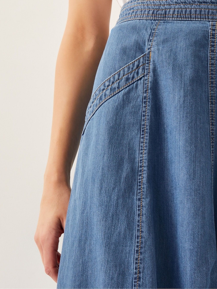 Bleu - Jupe mi-longueMonsoon Harper en % coton à surpiqûres Denim 100 - Image 4 of 5