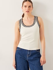 Monsoon Natural Tate Crochet Trim Tank Top - Image 1 of 5