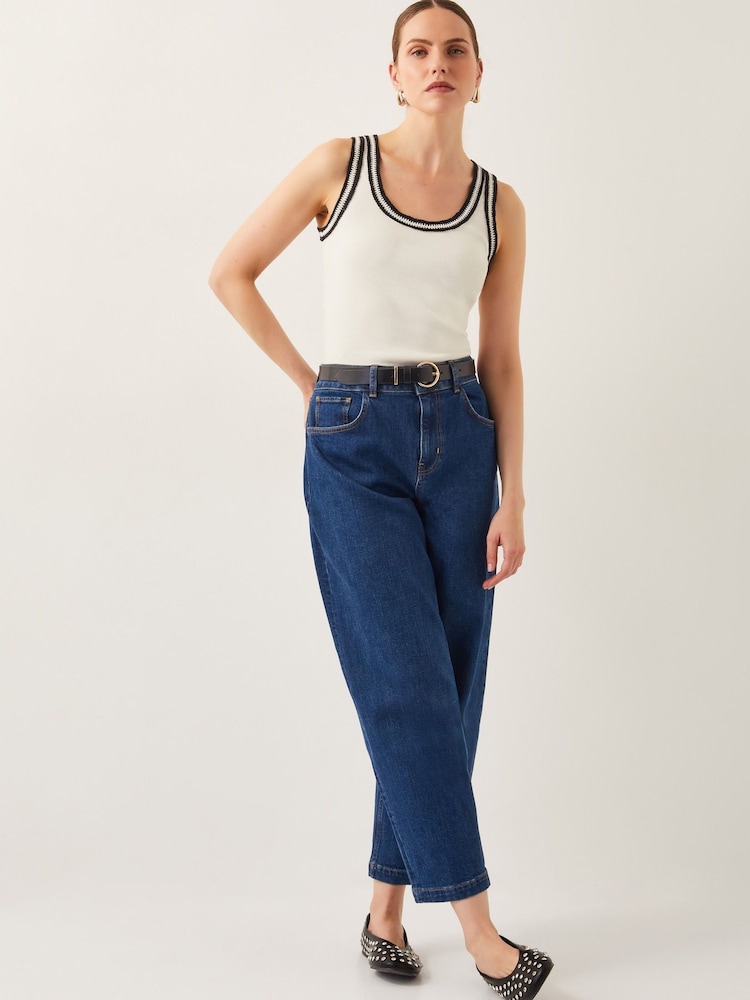 Monsoon Natural Tate Crochet Trim Tank Top - Image 2 of 5