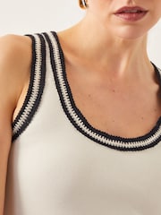 Monsoon Natural Tate Crochet Trim Tank Top - Image 4 of 5